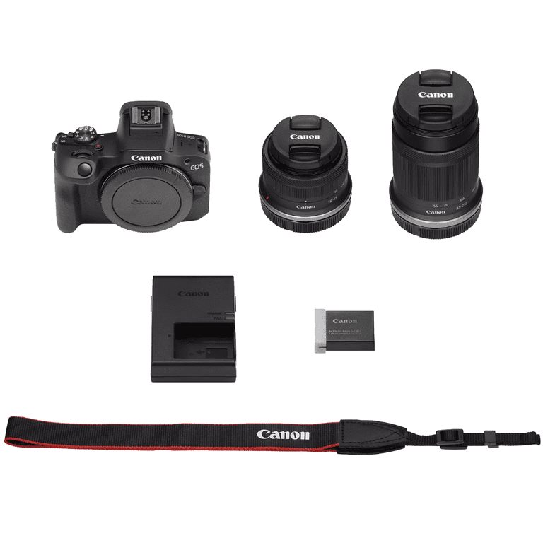 Canon EOS R100 Camera with 18-45mm & 55-210mm Lens, 2 Batteries, 2