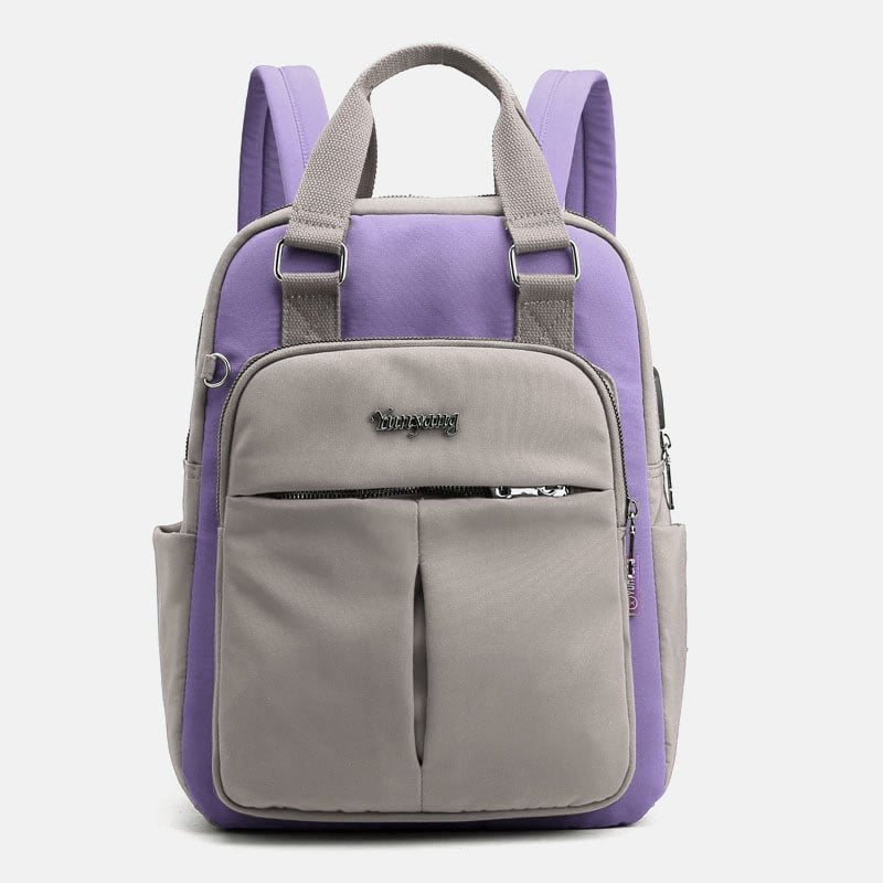 women canvas casual patchwork backpack