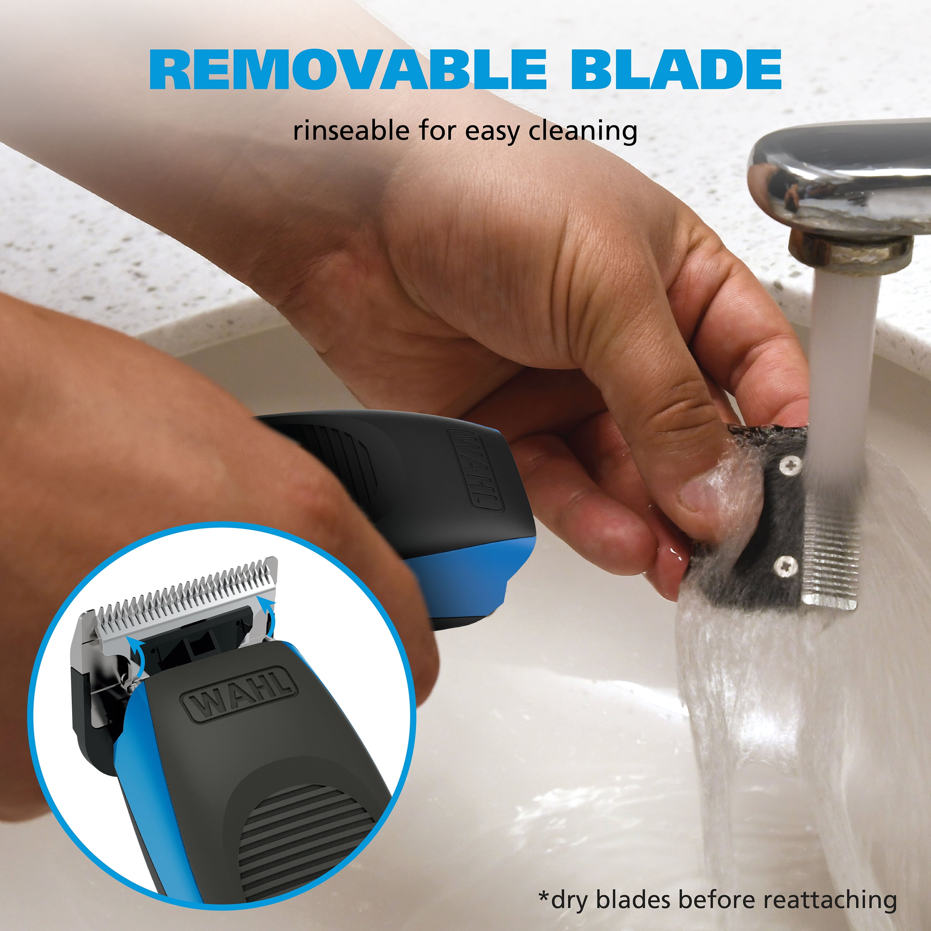 Wahl Close Cut Pro Rechargeable Hair Clipper with 3x Closer Cutting , Black-Blue 3028787