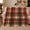 Red Cream Plaid, variant on Autumn Plaid Sofa Farmhouse Living Room, Festive autumn celebration Scene, Warm Flannel Blanket for Ranch House and Living Room, Art Lovers autumn celebration Gift, Festive Home Decor
