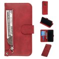 thumbnail image 3 of Case for Samsung Galaxy S9 Zipper Pocket Wallet Leather Case Magnetic Closure Flip Cover - Red, 3 of 5