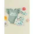 thumbnail image 2 of Newborn Baby Girl Daddy Clothes Set Daddy's Girl Ribbed Short Sleeve Romper Floral Shorts 3Pcs Summer Outfits, 2 of 7