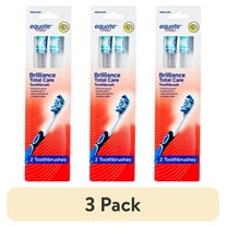 (3 pack) Equate Brilliance Total Care Toothbrushes with Tongue & Cheek Cleaner, Medium Bristles (2 Count), Compare to Colgate® 360 Advanced® Optic White®