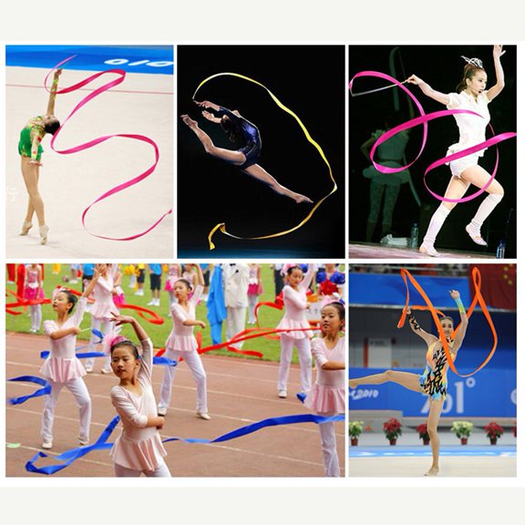 Soumake 4M Gymnastics Rhythmic Dancing Ballet Ribbon Streamer Twirling Rod Wand Practical