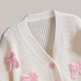 thumbnail image 7 of GiLiling Girls Bow Cardigan - V Neck Button Down Knitted Crop Sweater with 3D Bow Knot, Long Sleeve Cute Outerwear (Pink, 13-16 Years), 7 of 7