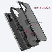 For iphone 17 Case, Shockproof Heavy Duty Rugged Cell Phone Case for Apple iphone 17 Cover, Tekcoo Military Grade Full Body Protection Dual Layer Sturdy Durable Cute Bumper - Black