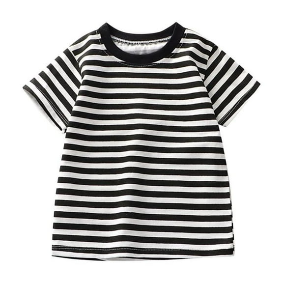 Bxsruta Shirts for Kids, Stripe Knit Short Sleeve Top, Round Neck Casual Blouse