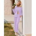 thumbnail image 4 of Ekouaer Womens Pajama Sets 100% Cotton Long Sleeve Sleepwear Super Soft Button Up Pjs Winter Two Piece Loungewear Set, 4 of 6