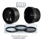 Hi-Def Wide Angle Telephoto and 3-Pc Filter Set For Canon EOS R7 R10 (55mm Size)