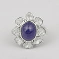 thumbnail image 3 of 1.50 CTW Natural Diamond Polki Tanzanite Flower Cocktail Ring 925 Sterling Silver Women Mother's Day Gift Jewelry, 3 of 5