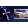 thumbnail image 3 of Dazzlingrock Collection 5X5mm Heart Shaped Center Ruby & Round White Diamond Religious Cross Pendant for Women with Silver Chain (0.21 ctw, Color I-J, Clarity I1-I2) in 18K White Gold, 3 of 5