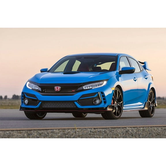 Honda Civic Type R 5-Doors Blue Vehicle Decor Wall - 12x18 Inch Laminated Poster - Stunning Detail and Bold Colors