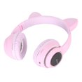 thumbnail image 2 of Auriculares con orejas de gato y Bluetooth, estéreo de alta fidelidad, micrófono incorporado, compatible con tarjeta de memoria, auriculares inalámbricos con luz LED violeta, 2 of 12