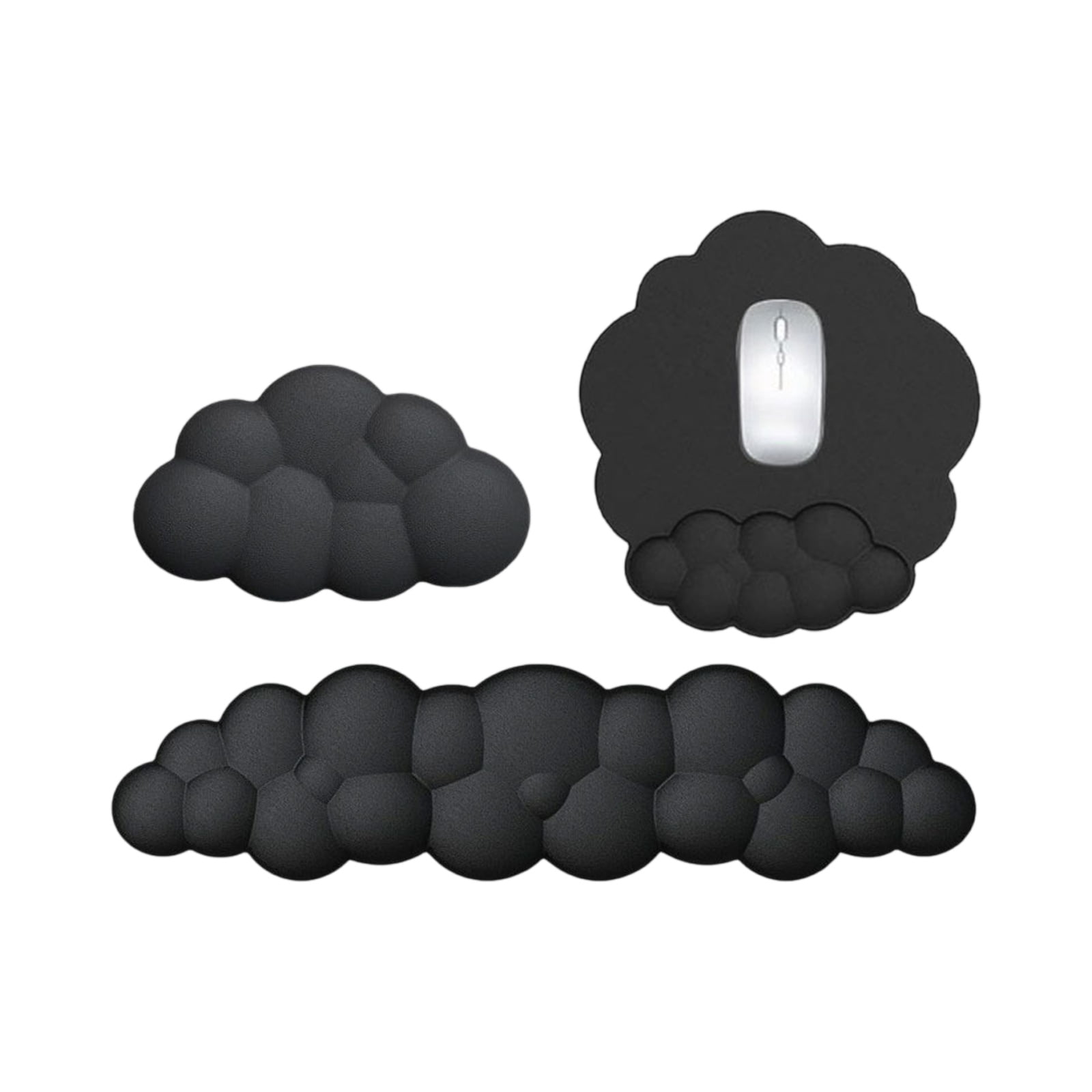 3-Piece Cloud Mouse Pad Wrist Rest Keyboard Wrist Support Set, Ergonomic Desk Accessories for Comfortable Typing & Gaming, Office Home Workstation Supplies