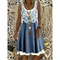 thumbnail image 1 of CEHVOM Robe Sans Manches à Col Rond Imprimé, Ample et Décontractée, Style Mode, Faux Deux Pièces pour Femme, 1 of 5