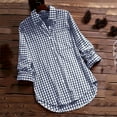 thumbnail image 5 of Plaid Collared Long Sleeve Button Down Shirt for Women Comfortable Linen Blend Casual Tops, 5 of 6