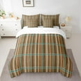 thumbnail image 2 of Feelyou Retro Brown Plaid Twin Bedding Sets 7pcs, Stripes Lines Buffalo Comforter Set, 2 of 8
