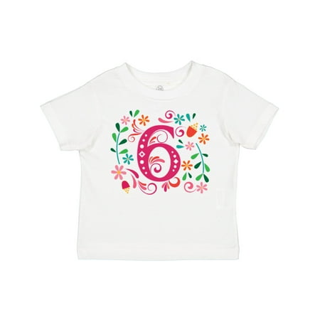 

Inktastic 6th Birthday Flowered 6 Year Old Girl Gift Toddler Toddler Girl T-Shirt