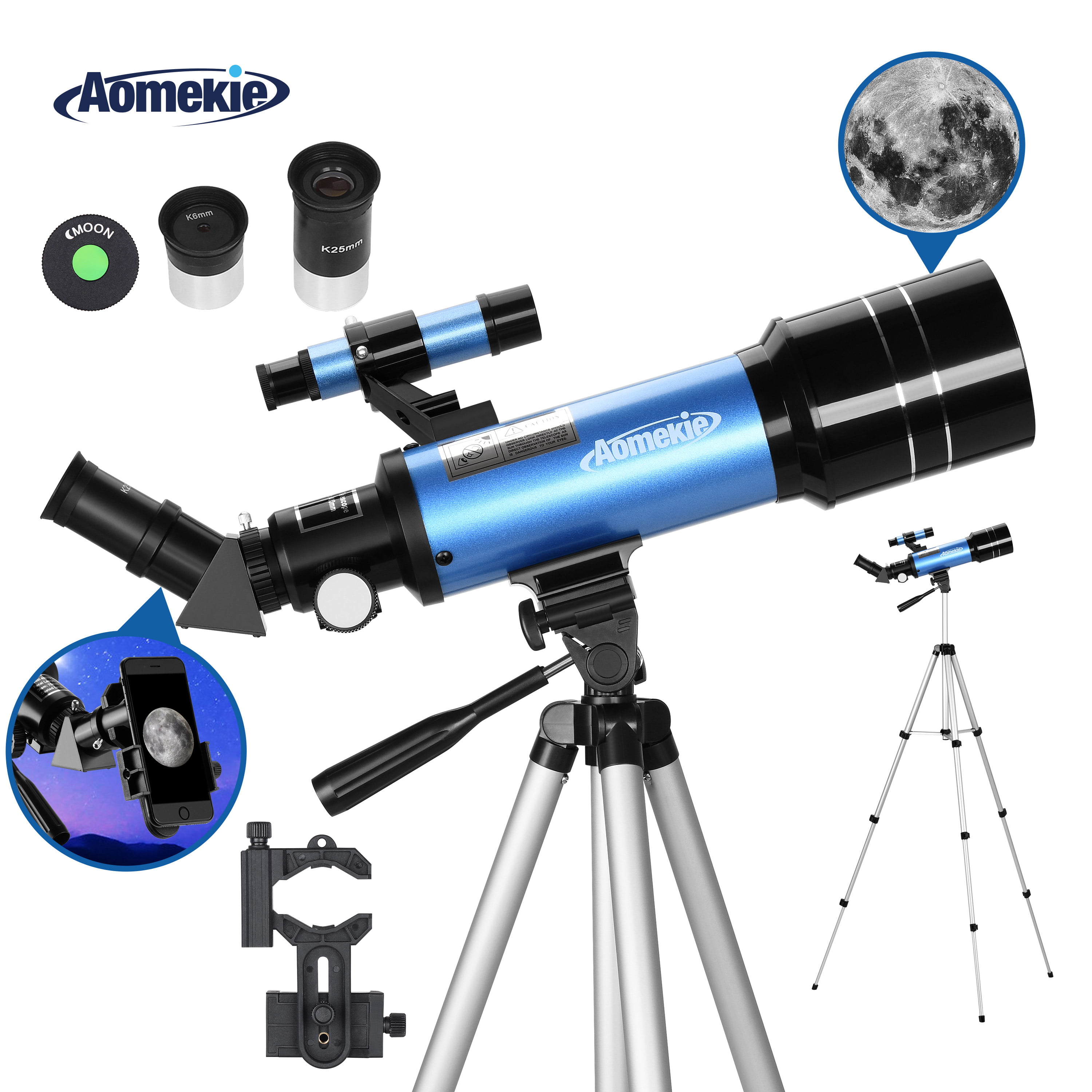 Refractor Telescope for Kids and Beginners, 70mm Aperture 300mm 