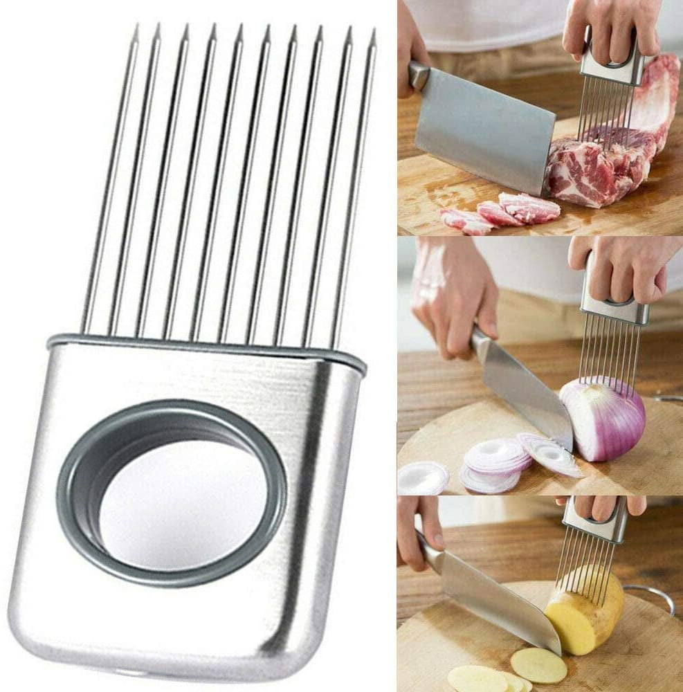 Stainless Steel Kitchen Use Onion Slicer Vegetable Tomato Holders Cutter Gadget