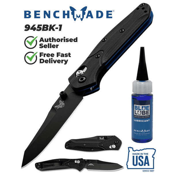 Benchmade Mini Osborne 945BK1 2.92" Plain Edge Pocket Knife with Blue