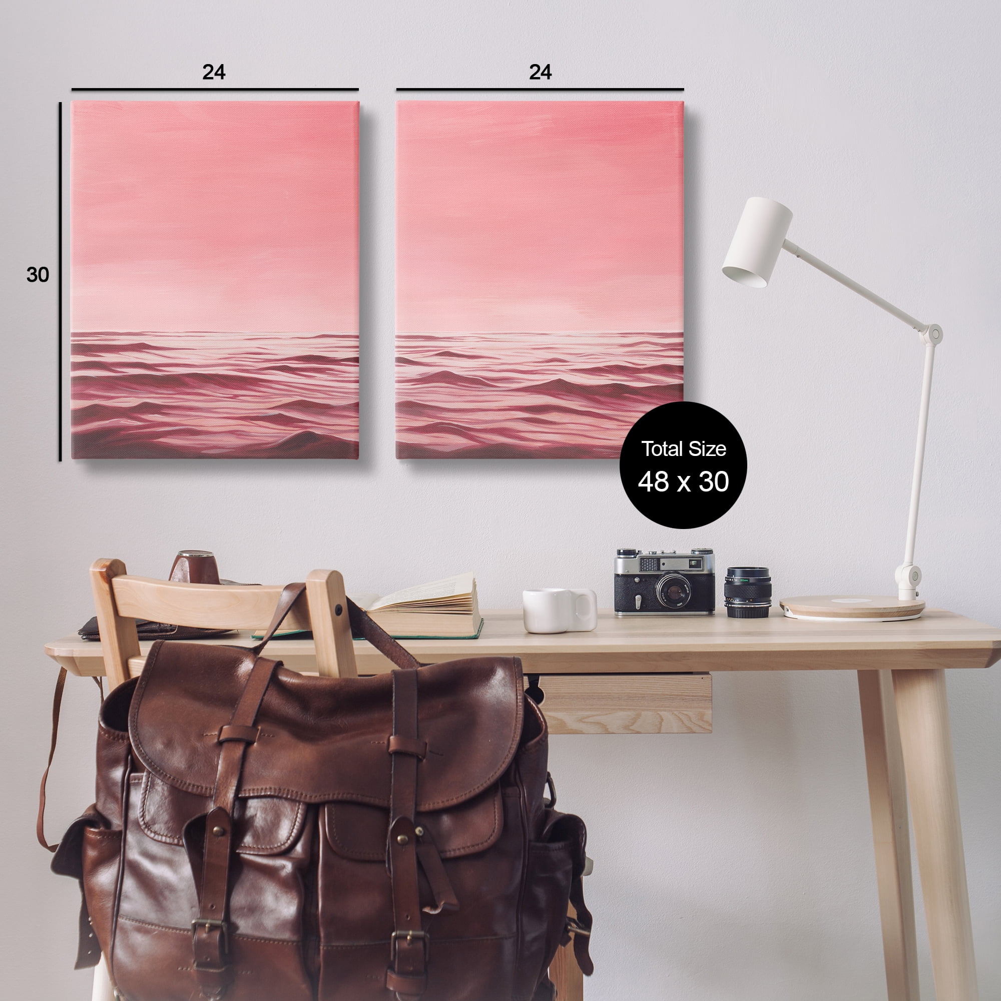 Stupell Industries Pink Calm Seascape Nautical & Beach Painting Wrapped Canvas Art Print Wall Art, 24 x 30, Set of 2