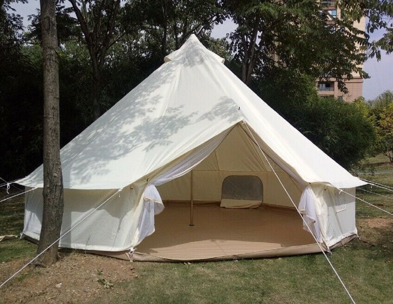 Outdoor Luxury Waterproof 4M/13.1ft Oxford Bell Tent with Outdoor Luxury Waterproof 4M/13.1ft Oxford Bell Tent with