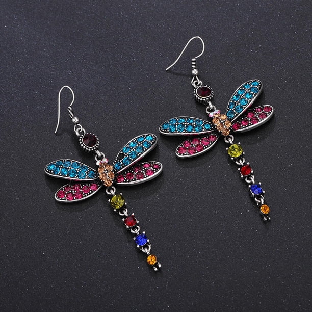 Pendientes de insecto con borla de diamante multicolor retro Joyas de oreja larga para mujer Wmkox8yi sjalhkljlk4090