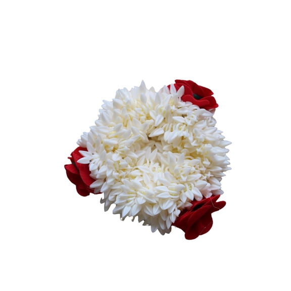 Artificial Jasmine Red Rose Gajra Hair Band Scrunchie White (Pack of1) Gajra band for wedding Party Festival, Dance