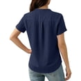 thumbnail image 5 of UQJfacai Womens V Neck T-Shirt Summer Cotton Linen Short Sleeve Tops Beach Vacation Clothes Casual Henley Tee Shirts with Pocket S-2XL, 5 of 9