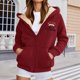 thumbnail image 2 of WILLBEST Sudadera Larga para Mujer, Estilo Casual de Invierno, con Cremallera, Forrada, con Estampado Festivo Chaqueta Suave, Cómoda y Cálida, Ideal para Deportes Al Aire Libre y Uso Diario Mediana, 2 of 5