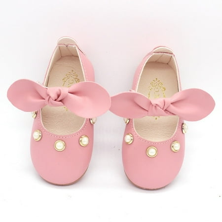 

DancePeanut Baby Girl Princess Pearl Shoes Toddler Party Anti-slip Bowtie Casual Shoes Baby Shoes Enfants Size 15-25