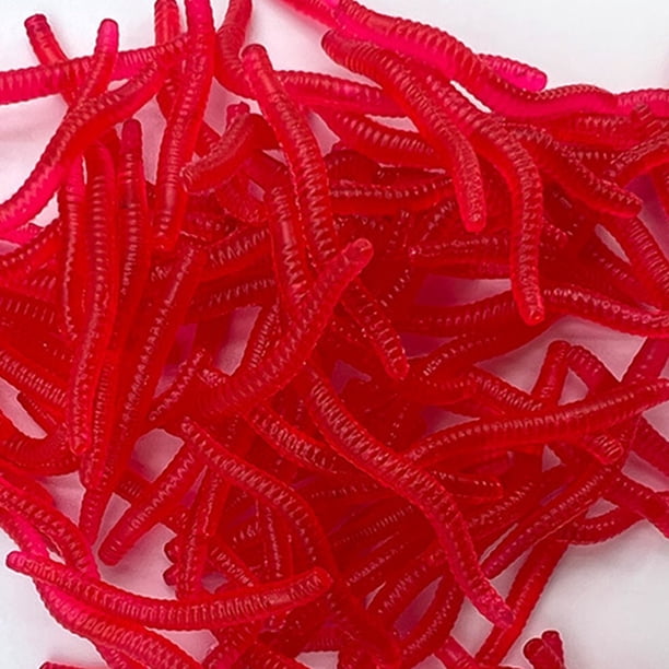 50/100 Uds cebo de pesca señuelos de gusano suave rojo para trucha lubina de agua dulce y salada