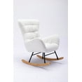 thumbnail image 4 of Rocking Chair, Teddy Fabric Glider Rocker Chair with High Backrest, Modern Rocking Accent Side Chairs with Armrests for Nursery Bedroom Living Room, Lvory, 4 of 7
