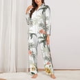 thumbnail image 2 of Balery Vintage Palm Trees Conjunto de Pijama con Estampado para Mujer, Conjunto de Dos Piezas con Manga Larga, Ropa de Dormir Suave con Bolsillos, Pijamas Cómodos-X-Large, 2 of 7