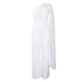 thumbnail image 4 of Vestido de noche de mujer con un solo hombro - Sofisticado conjunto de fiesta - Falda fluida con cremallera trasera - Color liso para ocasiones especiales, 4 of 8