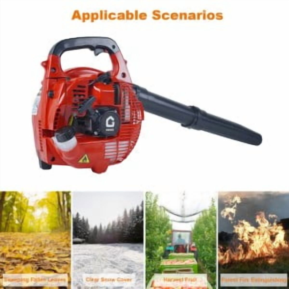 Acekid Cordless Gas Leaf Snow Blower 28CC 1-HP Leaf Blower Powerful Motor Battery PoweRed Blower For Snow 180-MPH Electric Leaf Blower For Lawn Care Red 490-CFM