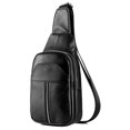 thumbnail image 1 of Bandolera DK86 de piel auténtica para hombre y mujer, color negro, 1 of 7