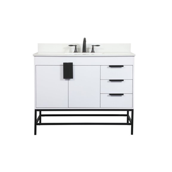 Elegant Decor Eugene 42" MDF Single Bathroom Vanity with Backsplash in White