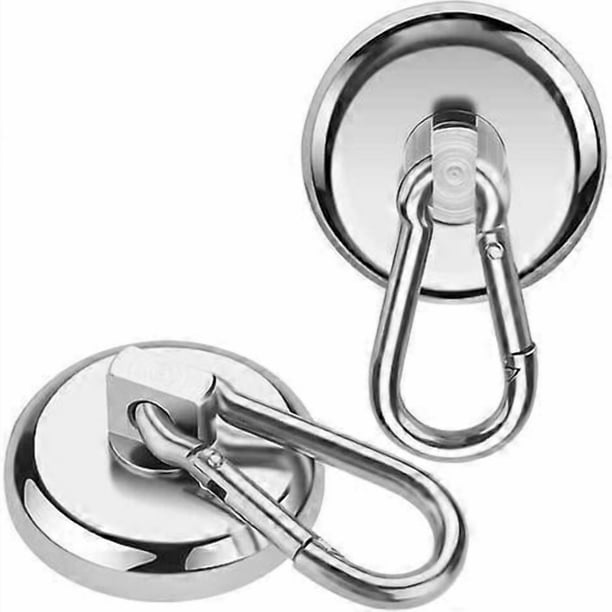 Magnetic Hooks, Super Strong Neodymium Magnet with Removable Carabiner Hook, Heavy Duty Magnetic Hooks for Kitchen Desk, 2 Pack