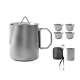 thumbnail image 4 of Taza de acero inoxidable para acampar, taza de café con tapa y 4 tazas de té, tetera, bolsa de almacenamiento para senderismo, picnic, juego de tazas, 4 of 8