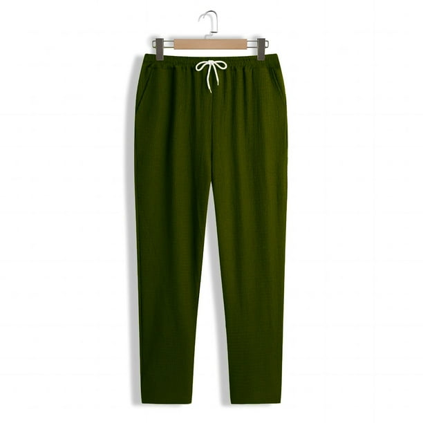 Pantalones largos para hombre, color liso, informales, a la moda, con cintura elástica, holgados, de pierna ancha, rectos, de poliéster