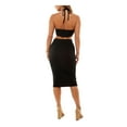 thumbnail image 2 of ALMOST FAMOUS Womens Black Ribbed Cut Out Sleeveless Halter Below The Knee Party Body Con Dress M, 2 of 4