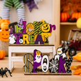 thumbnail image 3 of CHAO Juego de 2 decoraciones de madera para Halloween, fantasma festivo, decoración creativa de fantasma, decoración de calabaza con alfabeto de madera, 3 of 5