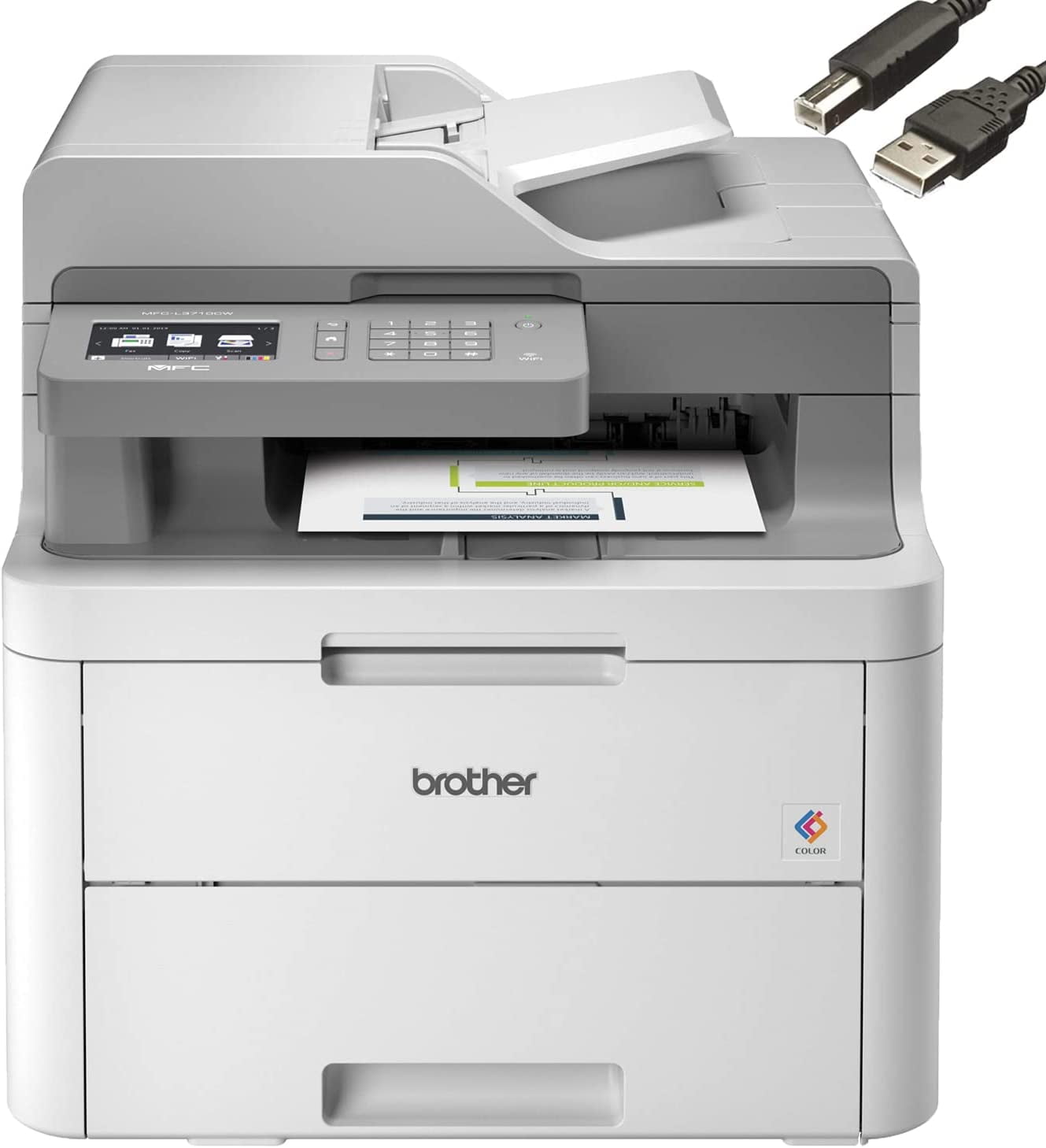 tyveri spørge Økonomi Brother MFC-L3710CW Compact Digital Color All-in-One Laser Printer,  Wireless Printing, Print Scan Copy Fax, Cefesfy Printer Cable - Walmart.com