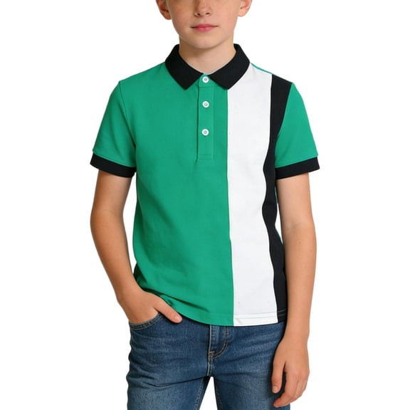 CHUMUD Boys Back to School Shirts Kids Short Sleeve Collared Polo T-Shirt Front Button Closure Teens Cotton Tops Summer