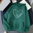 thumbnail image 2 of Dezsed Womens Oversized Sweatshirts Hoodies Winter Casual Crew Neck Long Sleeve Print Hooded Sweatshirt B-Green L, 2 of 5