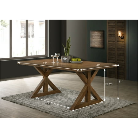 Enna Morden Farmhouse Wood Trestle Dining Table Brushed Driftwood Finish