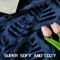 thumbnail image 5 of Exclusivo Mezcla Queen Size Fleece Blanket for Bed, Leaves Pattern Super Soft and Cozy Blankets, Plush Fuzzy Lightweight, Navy Blue, 90"x90", 5 of 7