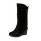 thumbnail image 2 of Zapatos de mujer, Color sólido, moda informal, gamuza, cremallera superior, tacones de cuña, cálido invierno, botas de vaquero resistentes al desgaste Wmkox8yii sa3337, 2 of 6